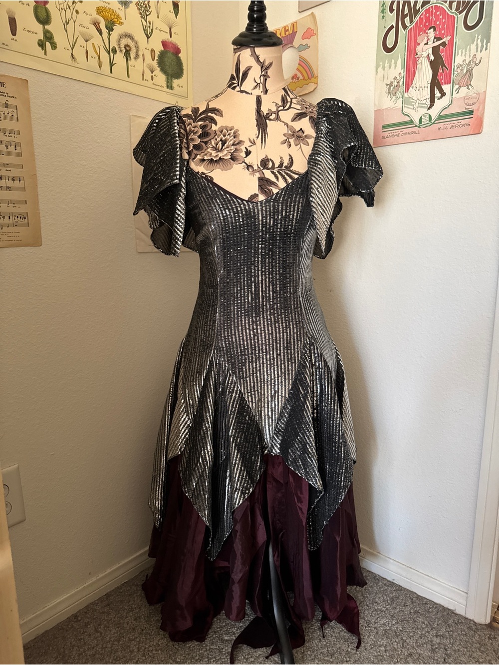 INSANE 1980s Metallic Silver Vintage Fairy Gown